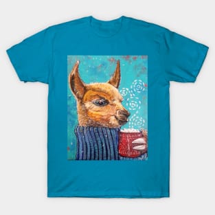 Llama Alpaca winter hot chocolate T-Shirt